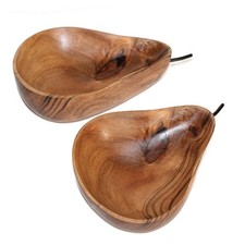 Obstschale Birnenform Birne Schale Holz Akazienholz, Unikat, NEU, B-WARE