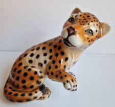 Leopard  Figur Porzellan Fauchend Deko 1980er Vtg.