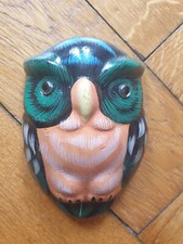 Süße Eule aus Keramik, handbemalt, Wand- Deko, sehr guter Zustand
