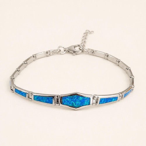 Blauer opal armband rhodiniert - blauer,