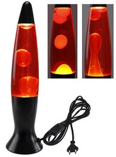 Lavalampe schwarz gelb rot 40 cm Lavaleuchte Deko Tisch Retro Metallfuß inkl LM