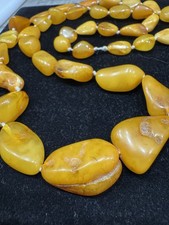 Bernstein Kette Art Deco Steine im Verlauf Butterscotch Amber Honig Endlos
