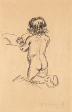 D. WOHLGEMUTH (*1876), Kniendes Kind, Lith. Expressionismus Porträt 1925-1949 Dr