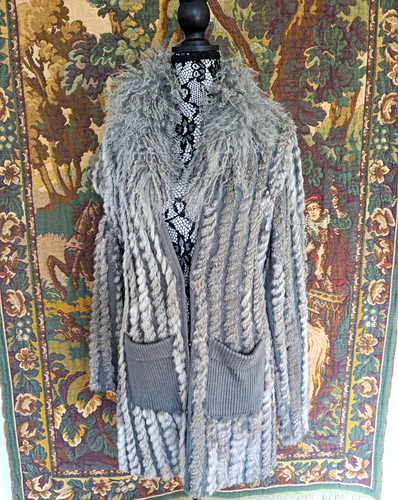 Vintage luxus strickmantel mit - strickmantel,