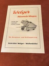 Welger Prospekt Allzweckwagen  1951 Schlepperzug Brochure Wolfenbüttel