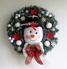 Handgefertigt WINTER Türkranz  Schneemann - Gesicht   Tannenkranz  Tilda Art