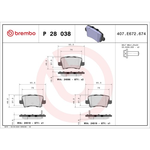 Bremsbelagsatz brembo 28 - brembo, p