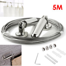 Edelstahl Seilspanner Seilspanngarnitur Gardinenseil Vorhang 5m Set Drahtseil