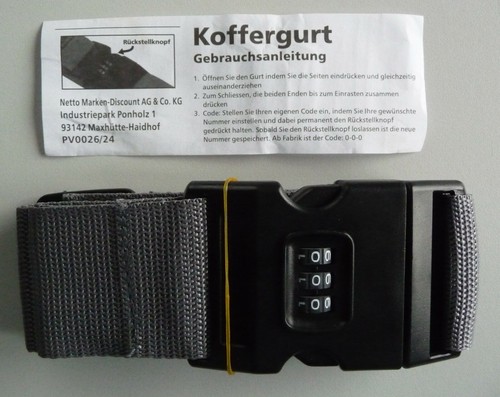 Koffergurt zahlenschloss grau - koffergurt,