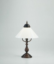 Tischleuchte Messing Antik Glas blendarm Jugendstil E27 39 cm Nachttisch Lampe