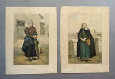 La Campinoise et L'Antversoise, zwei Lithographien, Trachten, 19. Jh.