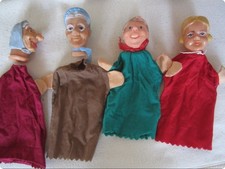 7 Stück Kasperpuppen Theaterpuppen Rotkäppchen u.a. DDR-Ware