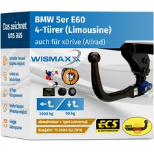 ANHÄNGERKUPPLUNG vert. abnehmbar für BMW 5er E60 03-10 +7pol E-Satz EBA NEU