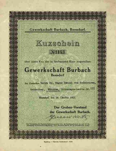 Gewerkschaft burbach 1923 - gewerkschaft,