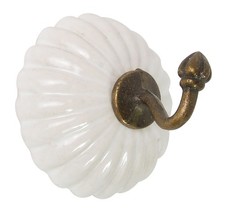 Wandhaken Kleiderhaken Handtuchhaken Keramik Weiß Messing Ib Laursen 0514-11