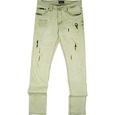 Philipp Plein W30 L34 Jeans Hose grün grau Herren Straight Cut Stretch used Look