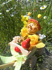 Figur Handwagen Holz niedlich Biene Handarbeit Gesteck Fliegenpilz