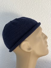 Herren Mütze,Rollrand,Sylter Mütze,KU bis60cm,Baumwolle/Merino 50/50, Dunkelblau