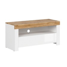 Lowboard - weiß Hochglanz-Wotan Eiche - 106 cm breit Fernsehschrank TV-Board