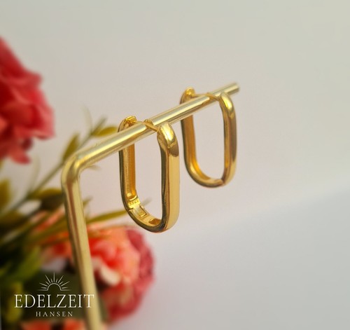 Gold creolen groß oval form - gold,