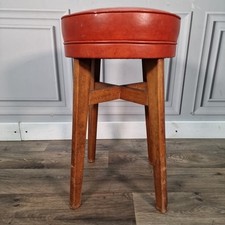 Retro Vintage Schminktisch / Kneipenhocker auf Massivholz gespreizten Beinen - Hausbar