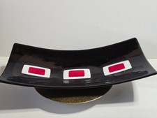 Große Design-Glasschale schwarz rot weiß Fusingglas Rechteckform 49 × 24 cm