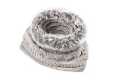 Loop Schal Kunstpelz 3 Tragevarianten Polyacryl Strickmuster silbergrau B-WARE