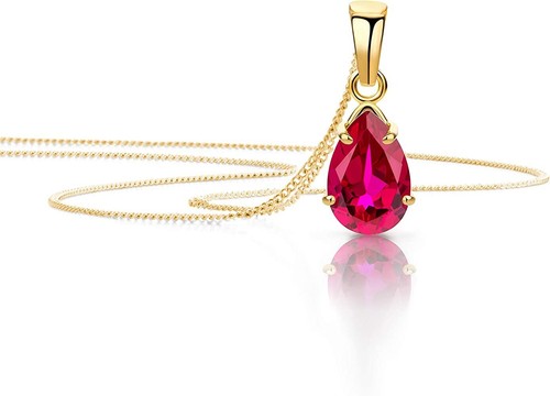 Goldkette kette mit rosa rubin - mit,