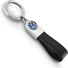 Original Volkswagen Auto Schlüsselanhänger mit VW Logo und Lederschlaufe - NEU