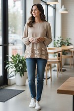 Damen Tunika mit Pailletten