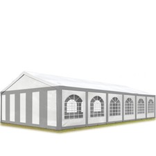 Partyzelt Pavillon 6x12m Bierzelt Festzelt Gartenzelt Vereinszelt Zelt grau-weiß