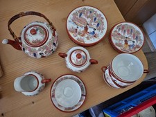 Porzellan-Teeservice rot "Geisha" chinesisches Teeservice Porzellan Teezeremonie