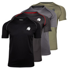 Gorilla Wear Performance T-Shirt Fitness Bodybuilding Gym Wear Schwarz Grau Grün