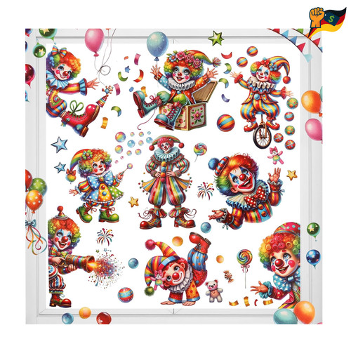 Clown fensteraufkleber blatt - fensteraufkleber,
