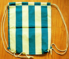 Stoff-Rucksack Turnbeutel Bag_petrol-beige gestreift_gefüttert mit Innentasche