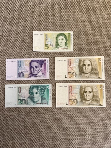Banknoten kassenfrisch 5 - dm,