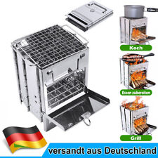 Camping Holzofen Edelstahl Campingkocher Holz Herd Kocher BBQ Picknick Ofen DE