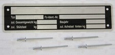 Typenschild blanko für