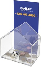 HMF Spardose Haus Acryl transparent mit Blatteinschub Geldspardose Sparschwein 