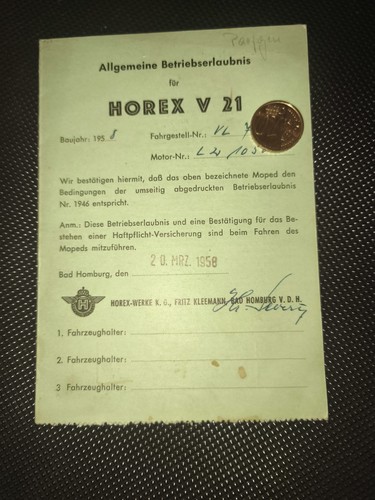 Horex betriebserlaubnis - v, 21