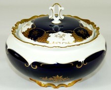 REICHENBACH - XXL Deckeldose BONBONIERE Dose - BAROCK - KOBALT-BLAU GOLD Gitter