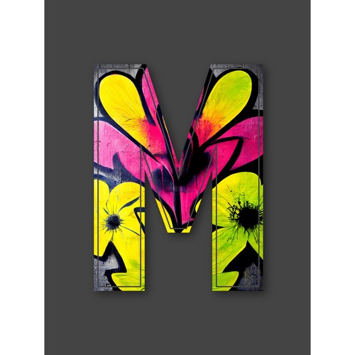 Buchstabe neongelb blume - buchstabe,