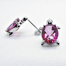 Rosa Mystik Topas Spinell Ohrringe SCHILDKRÖTE 925 Silber 585 Weißgold vergoldet