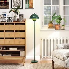 HOMCOM Stehlampe Wohnzimmer Stehleuchte mit rundem Schirm, Fußschalter Grün