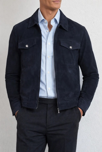 Marineblaue lederjacke reines - marineblaue,