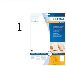 HERMA 8964 Inkjet Folien-Etiketten transparent A4 210x297 mm Folie glänzend 10 S