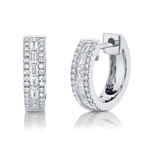 Baguette diamond huggie - baguette,