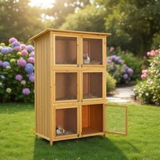 Hasenstall Kaninchenstall Freigehege Hasenkäfig 6 Boxen Holz Kleintierstall XXL