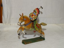 Alte Elastolin Figuren - INDIANER MIT TOMAHAWK  auf Pferd - ca. 12 cm