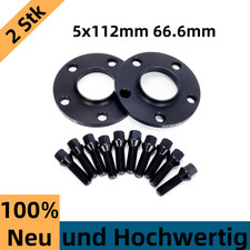 20mm 2x10mm Spurverbreiterung Audi 5x112 66,6 Distanzscheiben Schwarz Spurplatte